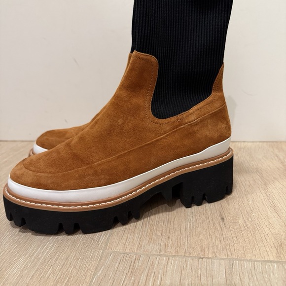 FREE PEOPLE Gee Wawa Ellis Chelsea Boots Lugged Platform Tan Brown Size 37/7 - Picture 5 of 11